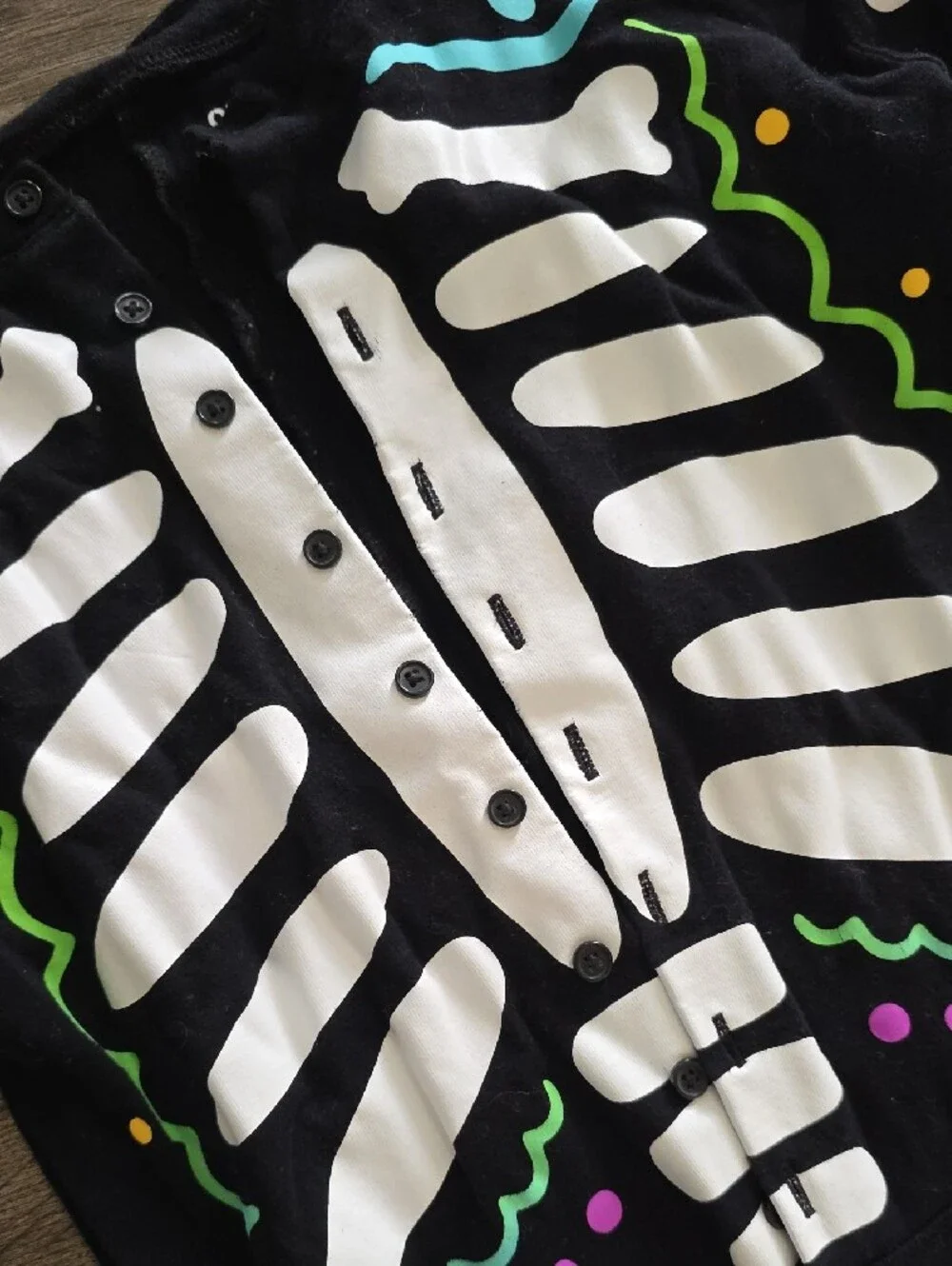 Old Navy Black Kids Skeleton Onesie with Multicolor Accents